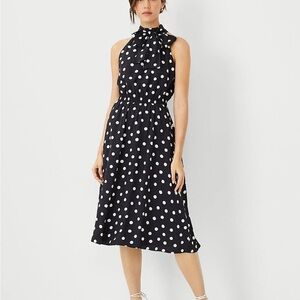 Ann Taylor Polka Dot Halter Midi Dress
